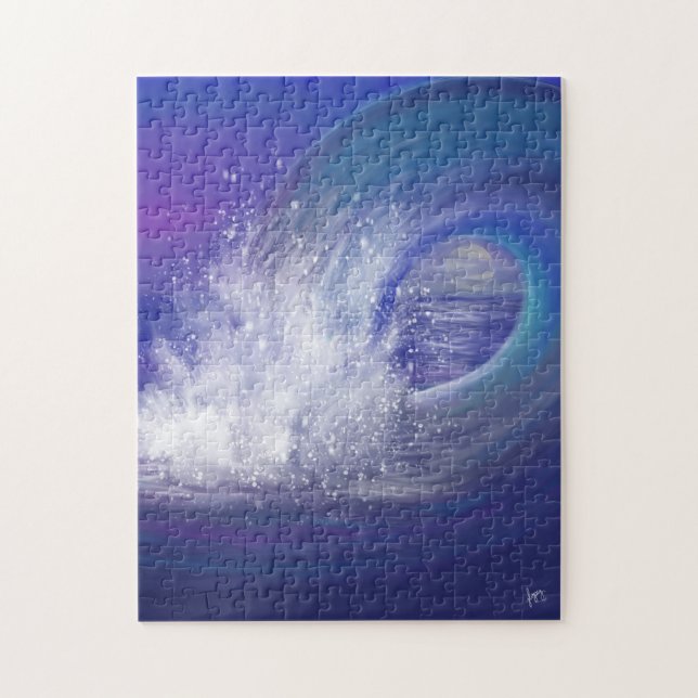 Indigo Ocean Wave Puzzle (Vertical)