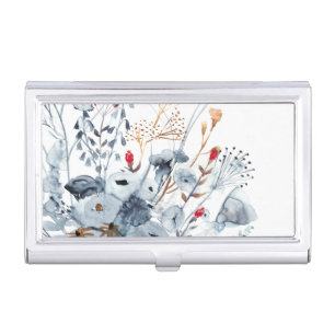Indigo & Ochre - Watercolor Flowers Business Card Case