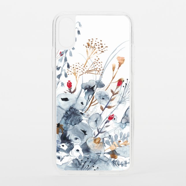 Indigo & Ochre - Watercolor Flowers Uncommon iPhone Case (Back)