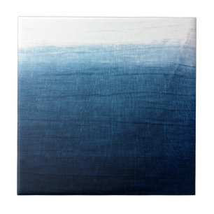 Indigo Ombre Fade Dip Dyed Shibori Tile