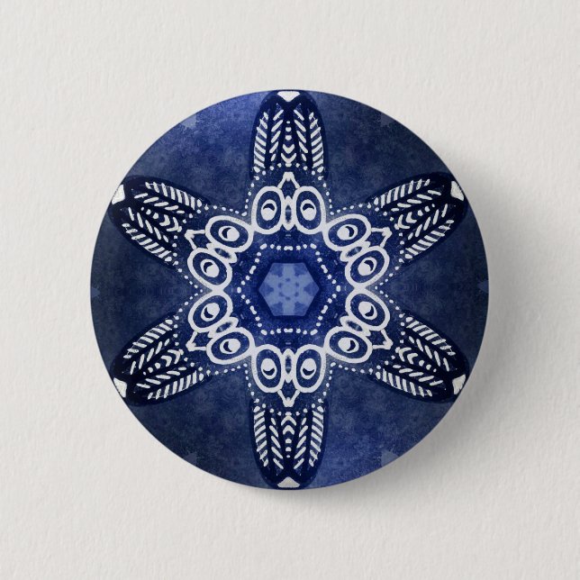 Indigo owls button (Front)