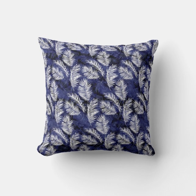 Indigo Palms Throw Pillow (Front)