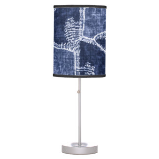 Indigo Patchwork: Textured Checked Elegance Table Lamp