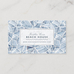 Indigo Pattern Beach House Cottage B&B Rentals Business Card