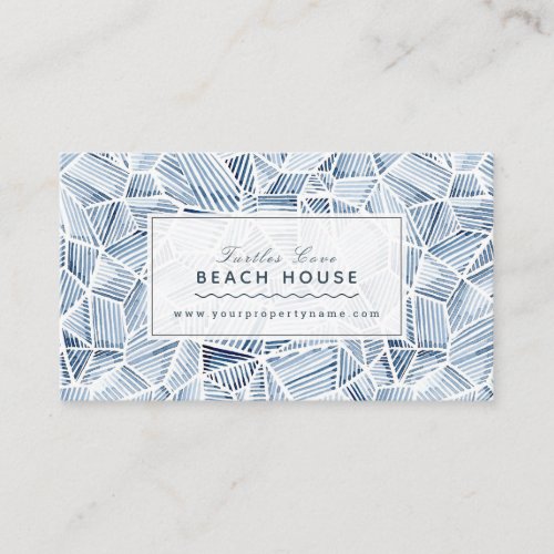 Indigo Pattern Beach House Cottage BB Rentals Business Card
