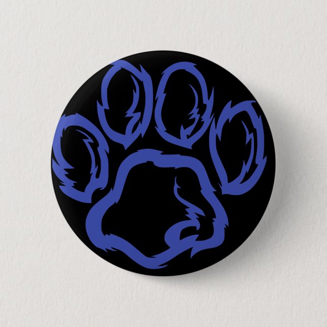 Indigo Paw - Black background Button (Front)