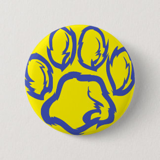 Indigo Paw print - Yellow background Button