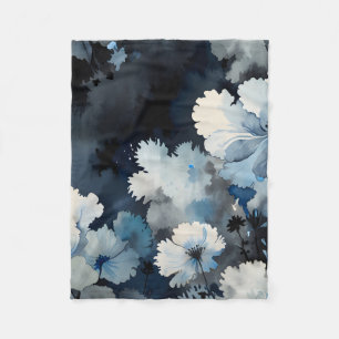 Indigo Petals Fleece Blanket