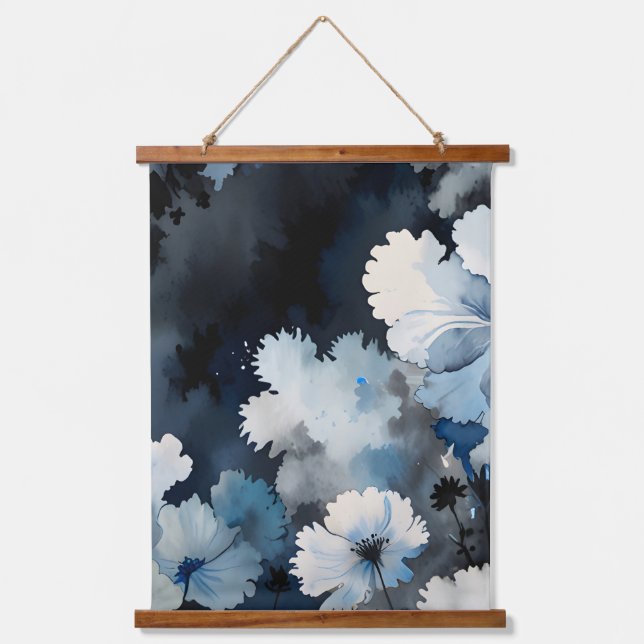 Indigo Petals Hanging Tapestry (Front)
