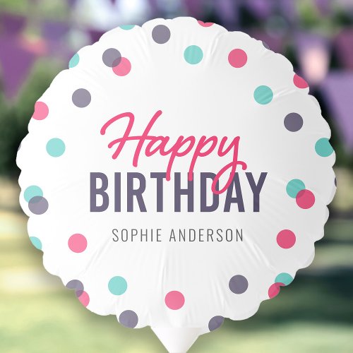 Indigo Pink Teal Confetti Happy Birthday Balloon