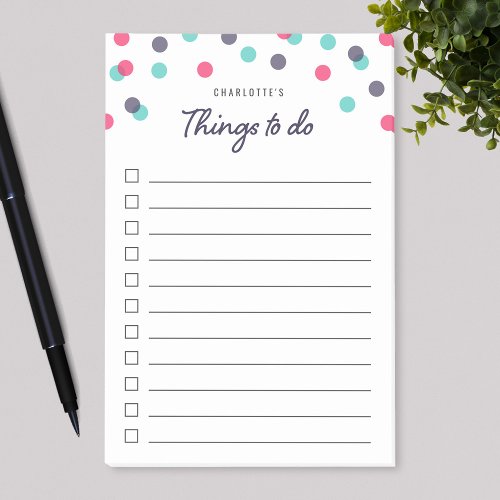 Indigo Pink Teal Confetti Things To Do List Post_it Notes