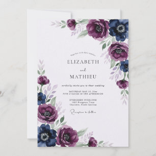 Indigo Plum Elegant Winter Wedding Invitation