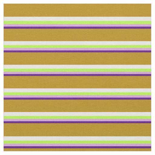 Indigo, Plum, Light Green, White & Dark Goldenrod Fabric