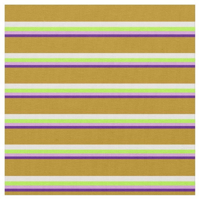 Indigo, Plum, Light Green, White & Dark Goldenrod Fabric (Close Up)