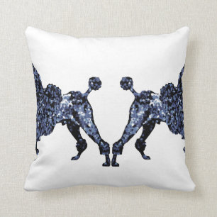 Indigo Poodles White Throw Pillow