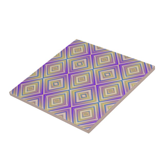 Indigo Purple Alternative Diamond Pattern  Ceramic Tile (Side)