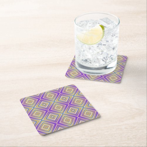 Indigo Purple Alternative Diamond Pattern Square Paper Coaster