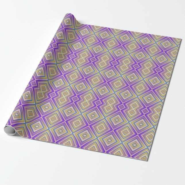 Indigo Purple Alternative Diamond Pattern Wrapping Paper (Unrolled)