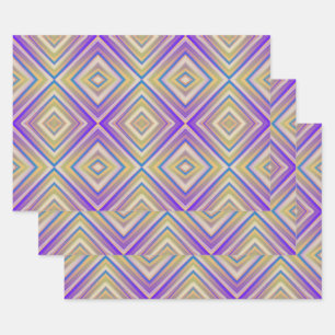 Indigo Purple Alternative Diamond Pattern Wrapping Paper Sheets