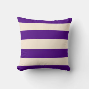 Indigo Purple and Antique White Stripes Throw Pillow