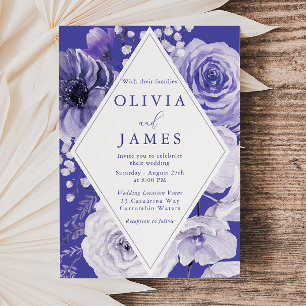 Indigo Purple Botanical Floral Wedding Invitation