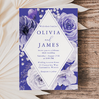 Indigo Purple Botanical Floral Wedding Invitation