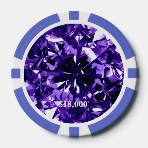 Indigo Purple Diamond Gem Stone Poker Chip Stripe