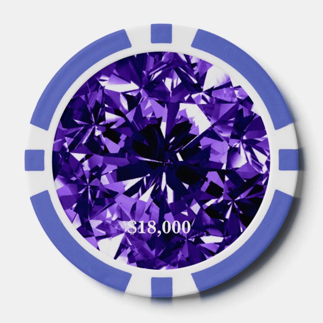 Indigo Purple Diamond Gem Stone Poker Chip Stripe (Front)