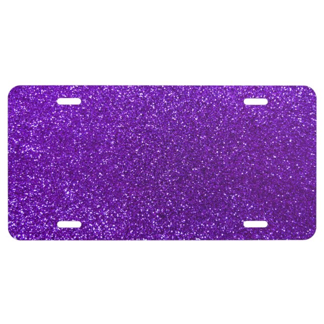 Indigo purple glitter license plate (Front)