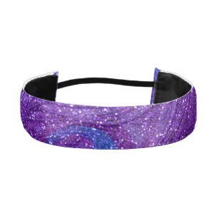 indigo purple glitter peacock feathers athletic headband