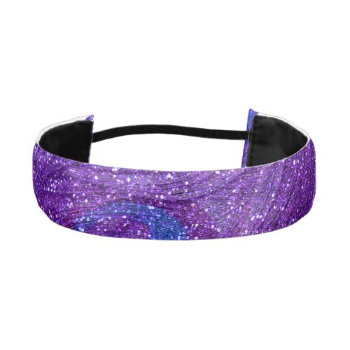 indigo purple glitter peacock feathers athletic headband