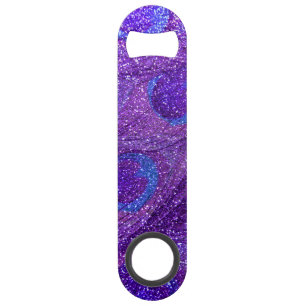 indigo purple glitter peacock feathers bar key