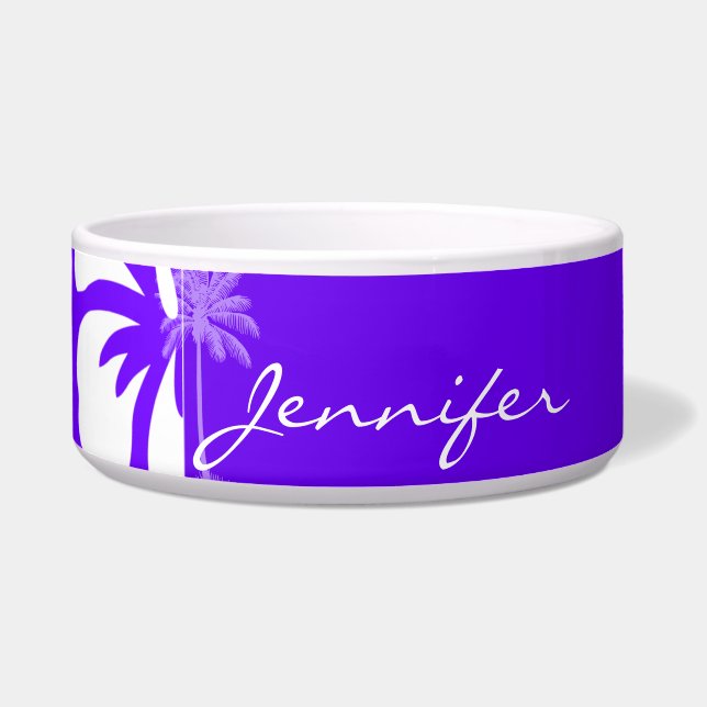Indigo, Purple Hawaiian Palm Tree Bowl (Front)