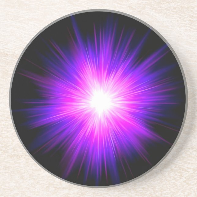 Indigo purple healing flame reiki divine energy sandstone coaster (Front)