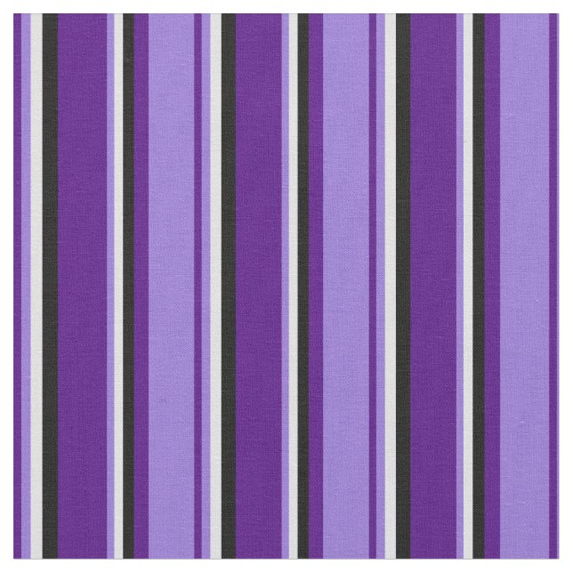 Indigo, Purple, Lavender & Black Stripes Fabric (Close Up)