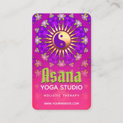 Indigo Purple  Pink Yin Yang Holistic Asana Yoga Business Card