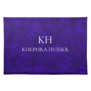 Indigo Purple Watercolor Monogram Cloth Placemat
