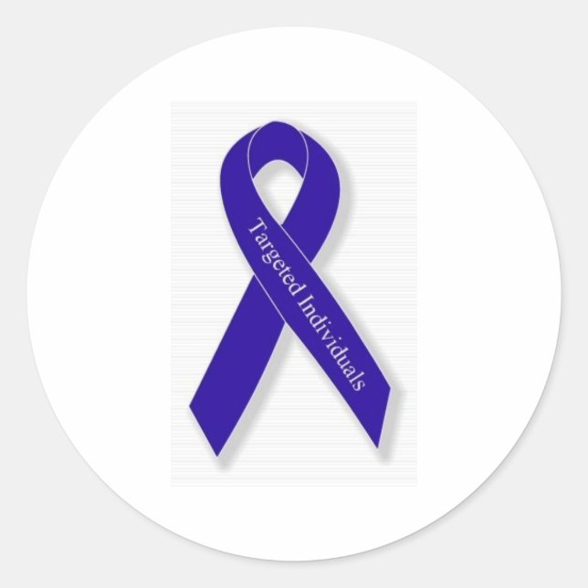 Indigo Ribbon Line Classic Round Sticker (Front)