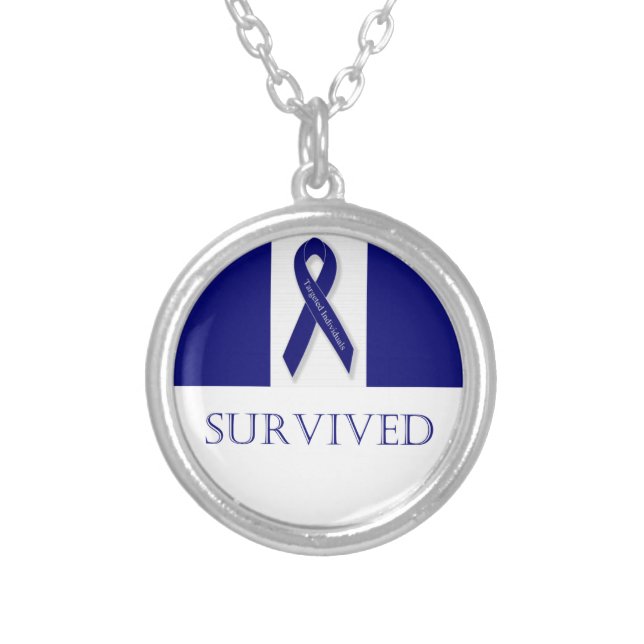 Indigo Ribbon. Necklace. Targeted Individuals. Silver Plated Necklace (Front)
