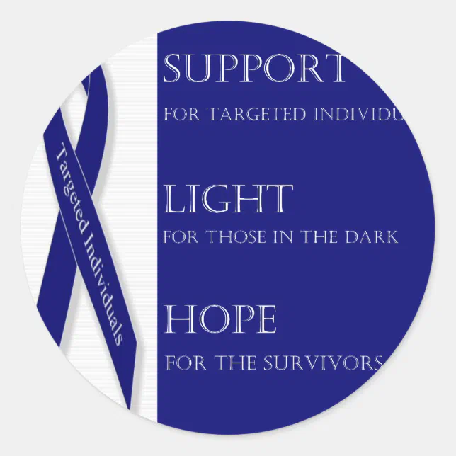 Indigo Ribbon. -Support, Light, Hope. -DBI Classic Round Sticker | Zazzle