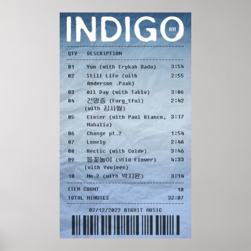 INDIGORM _ Album receipt Poster