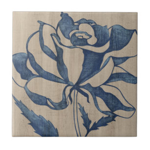 Indigo Rose Ceramic Tile