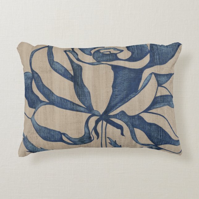 Indigo Rose Decorative Pillow (Front)