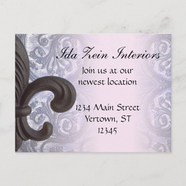 "indigo/rose" iron fleur de lis BUSINESS POSTCARD (Front)
