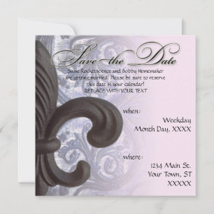 indigo/rose "iron fleur de lis" Save The Date