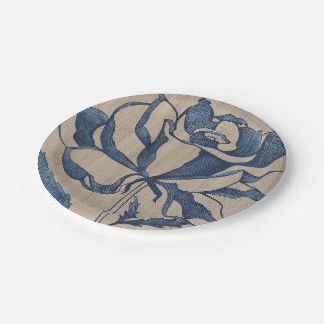 Indigo Rose Paper Plates (Angled)