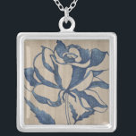 Indigo Rose Silver Plated Necklace<br><div class="desc">Floral</div>