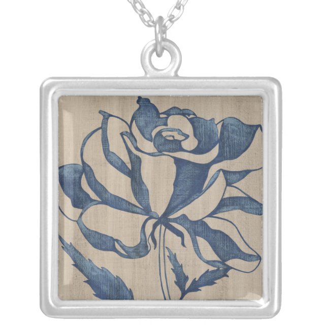 Indigo Rose Silver Plated Necklace (Front)