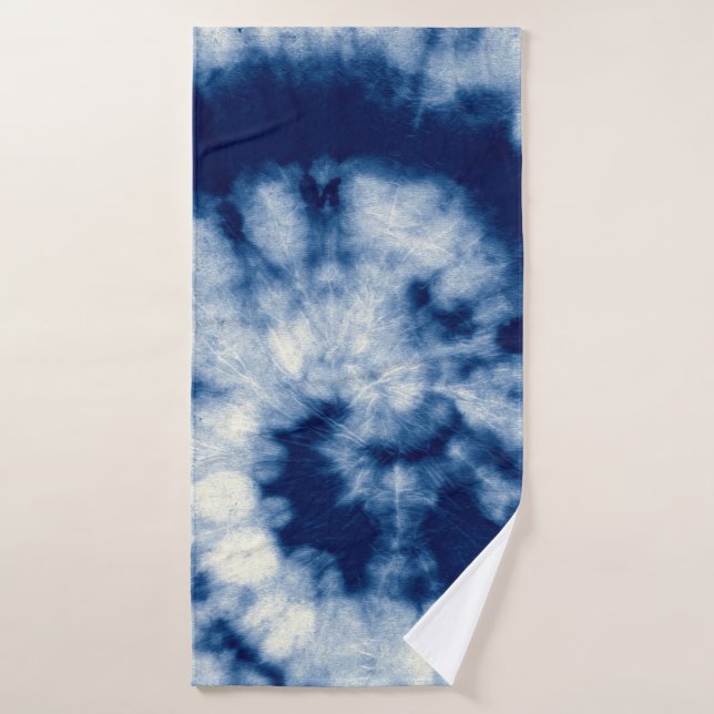 Indigo Round. Bohemian Tie Dye. Blue Roll Psychede Bath Towel (Bath Towel)