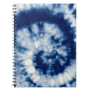 Indigo Round. Bohemian Tie Dye. Blue Roll Psychede Notebook